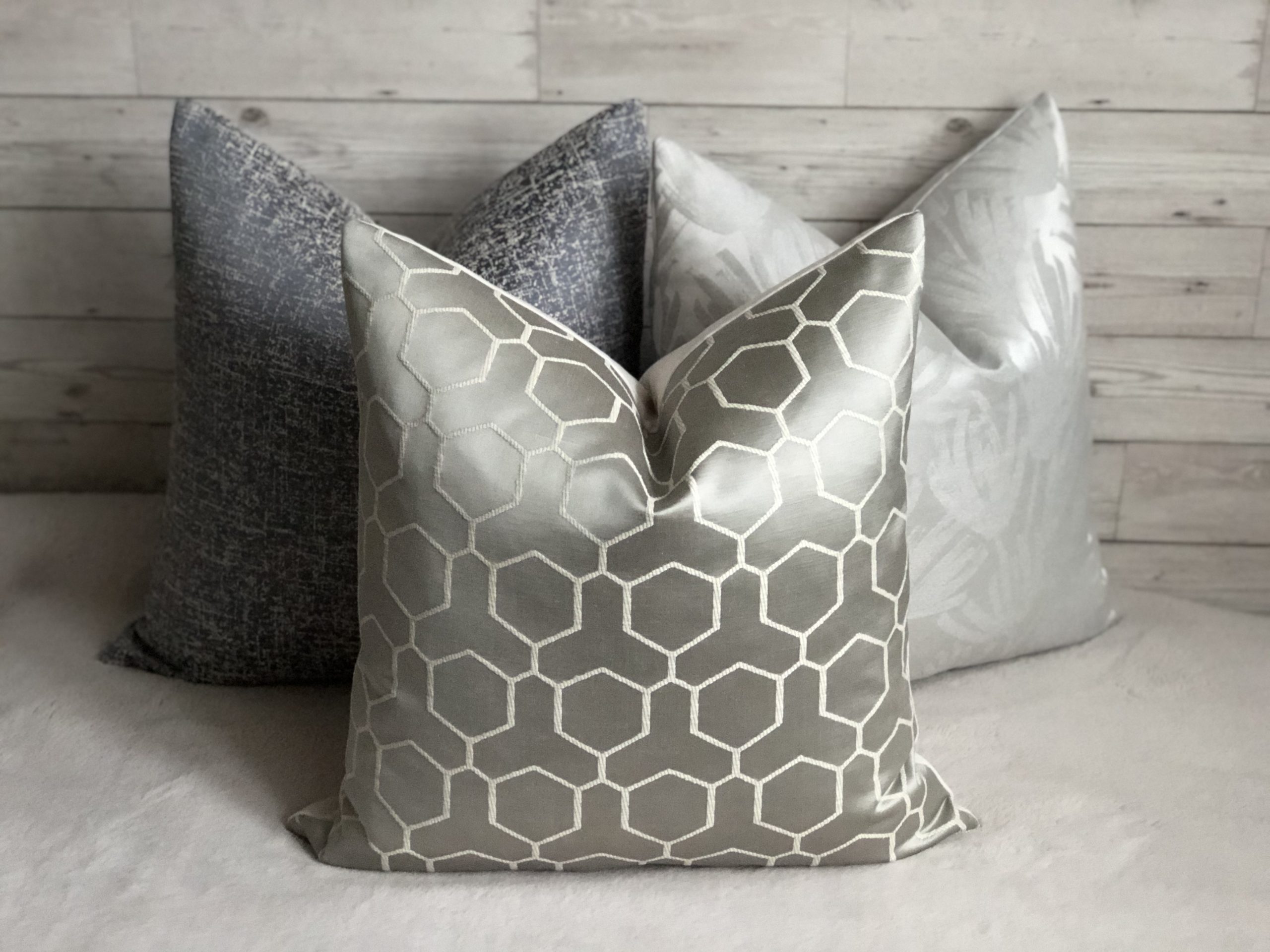 silver geometric cushion